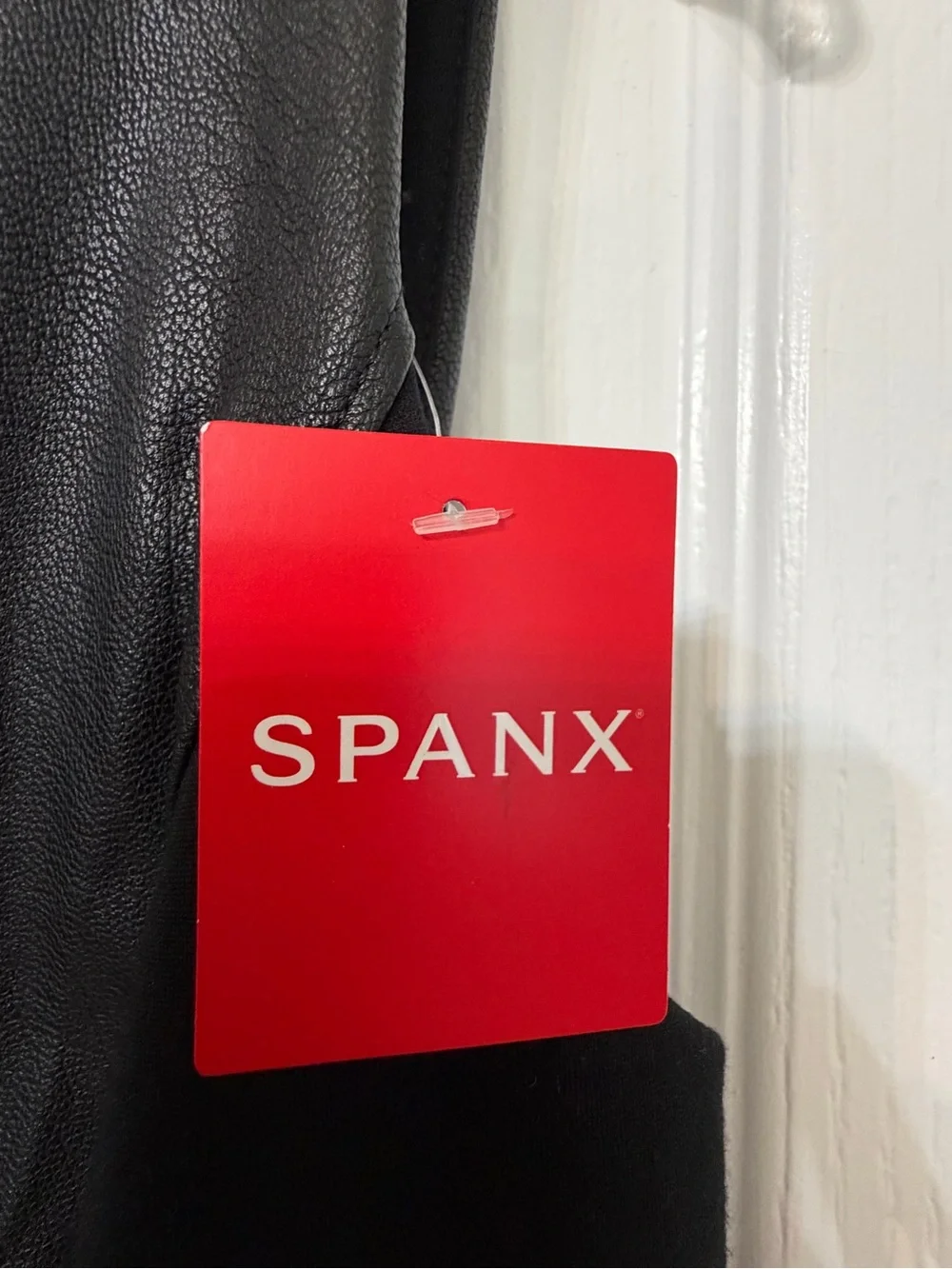 SPANX Black Faux Leather Paneled Sheath Dress